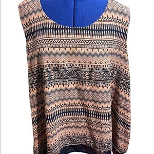 Peach and navy lines tank. Size 3x.